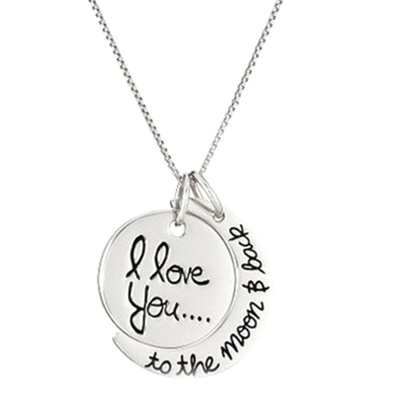 I Love You To the Moon and Back Silver Necklace