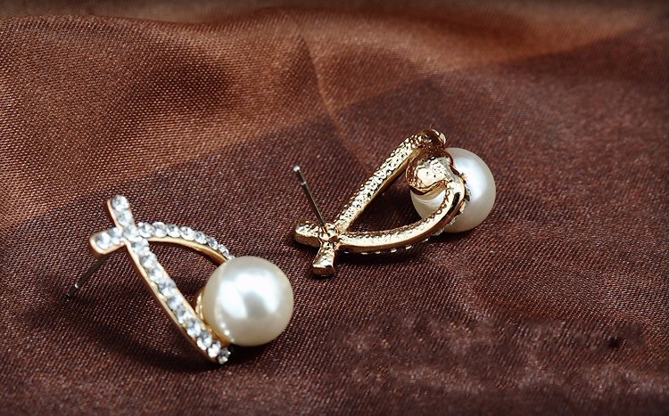 Gold Crystal Stud Earrings Brincos Perle Pendientes Bou Pearl Earrings For Woman