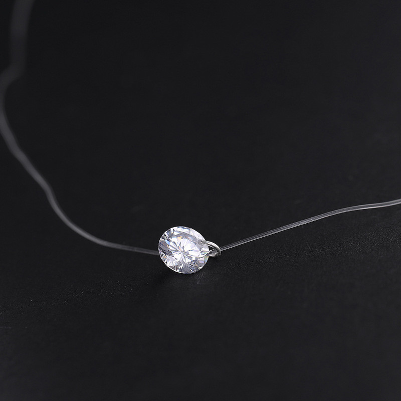 Shining Stone Crystal Zircon Necklace Invisible Transparent Line Chain Necklace. 