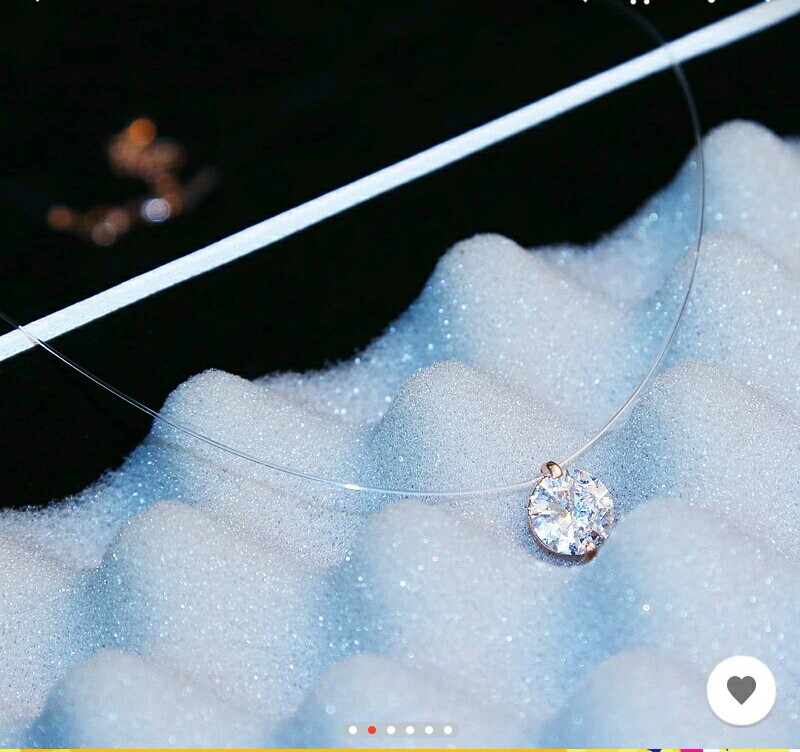 Shining Stone Crystal Zircon Necklace Invisible Transparent Line Chain Necklace. 