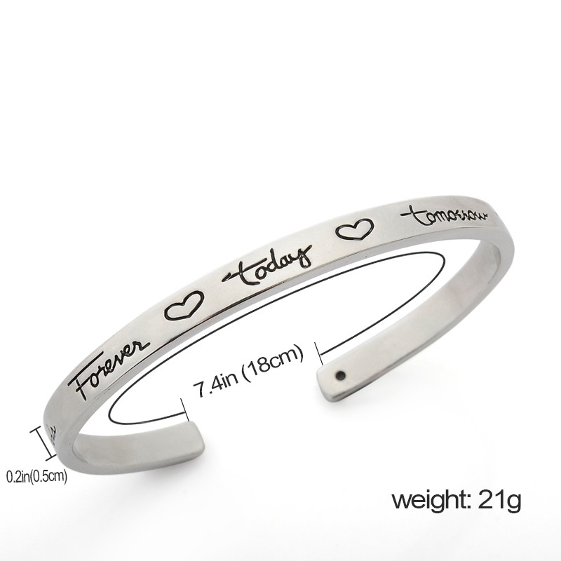 "Friend Forever Today Tomorrow Always" Cuff Bangle Bracelet Fashion Jewelry