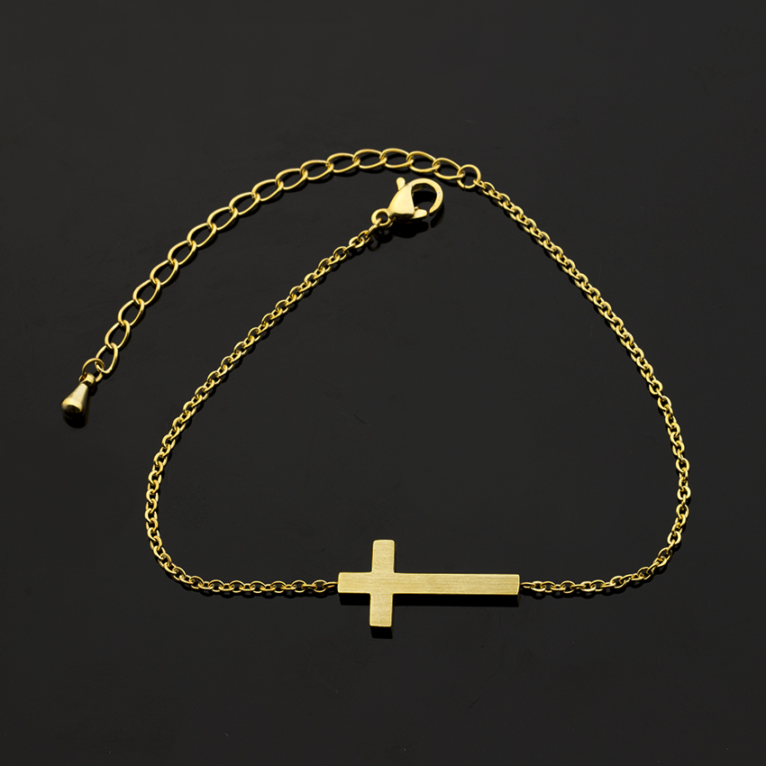 New Gold Horizontal Sideways Cross Handchain for both Men & Women.
