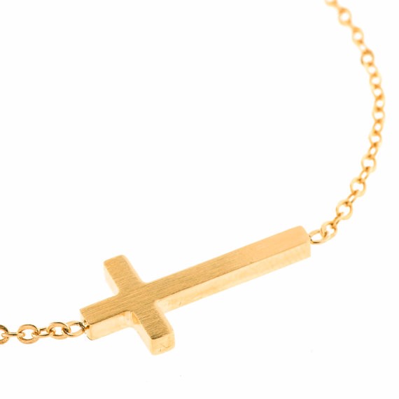 New Gold Horizontal Sideways Cross Handchain for both Men & Women.