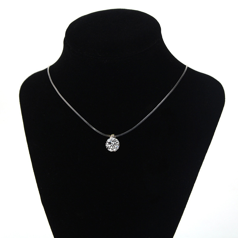 Shining Stone Crystal Zircon Necklace Invisible Transparent Line Chain Necklace. 
