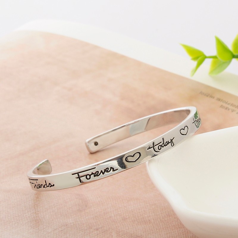 "Friend Forever Today Tomorrow Always" Cuff Bangle Bracelet Fashion Jewelry