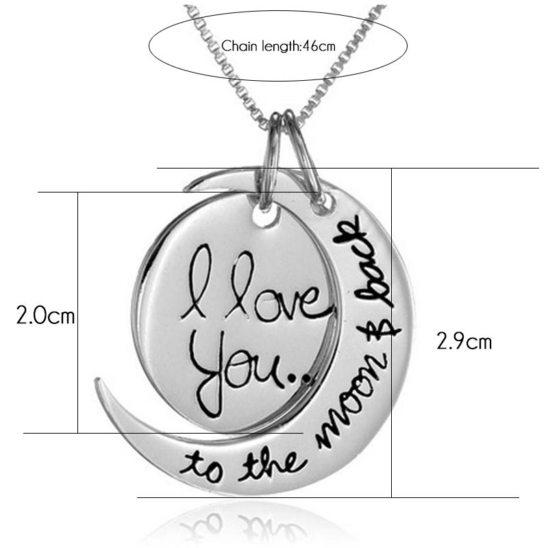 I Love You To the Moon and Back Silver Necklace