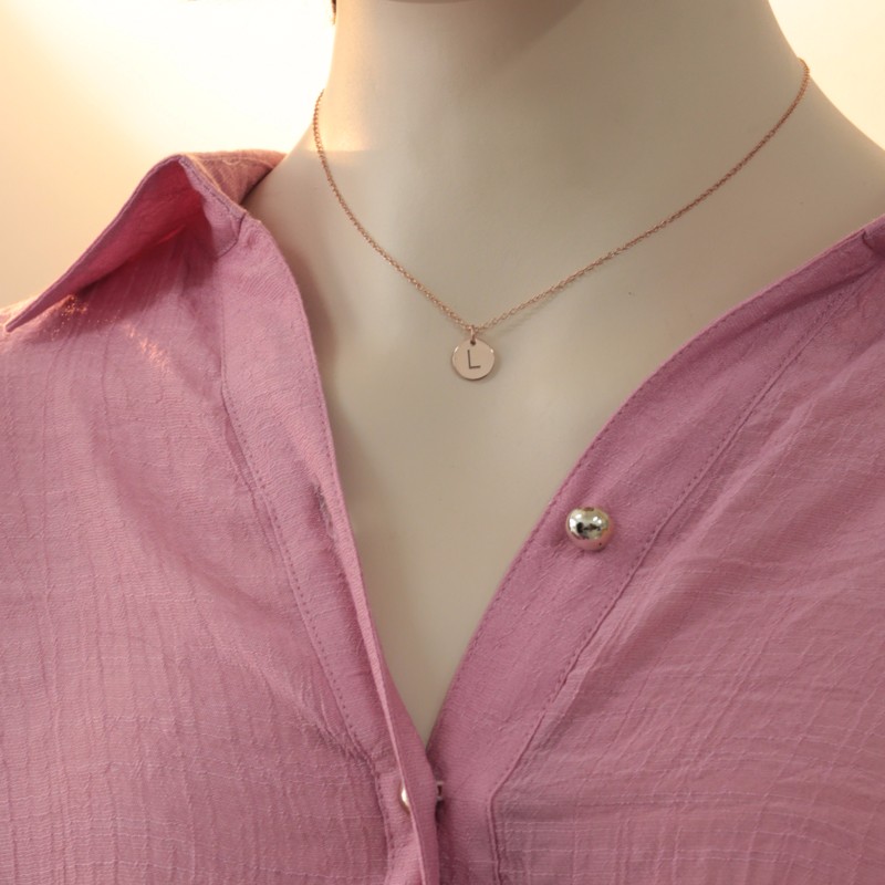 Men and Women's Alphabet Initial Gold Coin Chain Pendant Necklace.