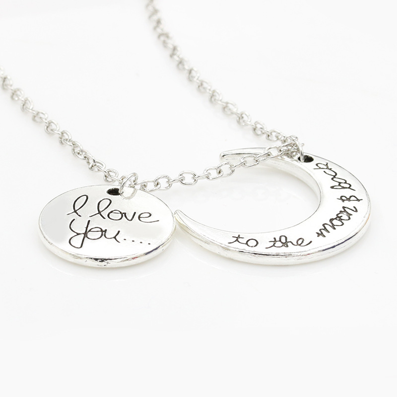 I Love You To the Moon and Back Silver Necklace