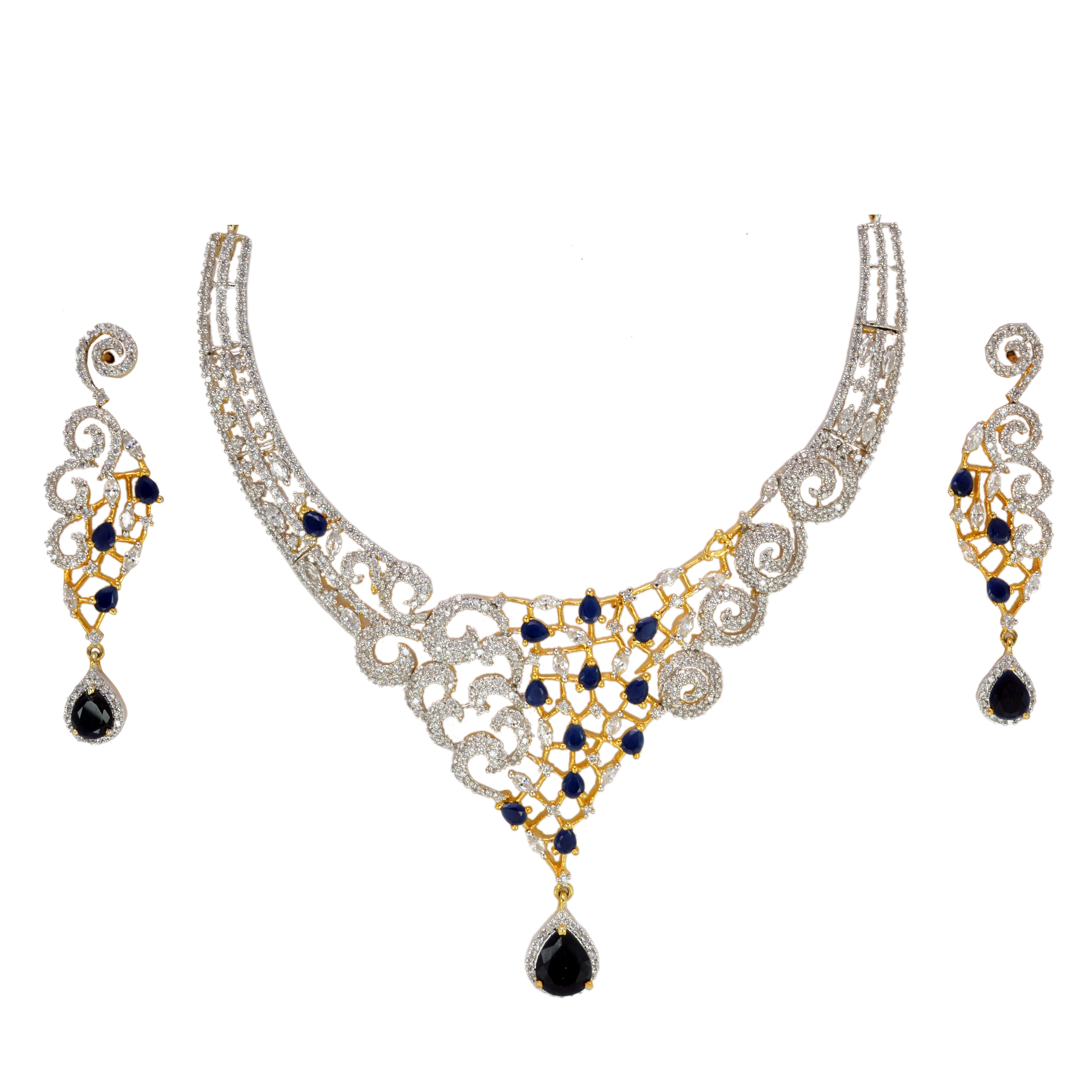 Divaz Shubh Lucky Bridal, Partywear American Diamond Necklace Set With Earing