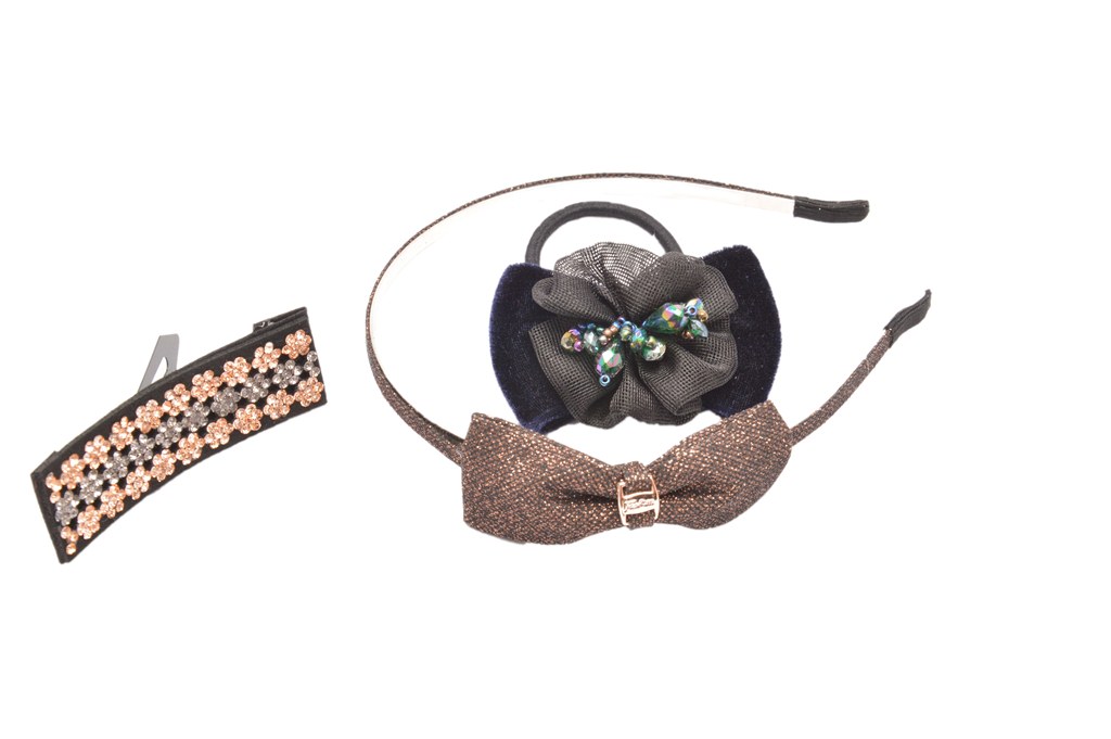 Shopaholic Fashion Partywear Bow Hair Band And Rubber Band Combo