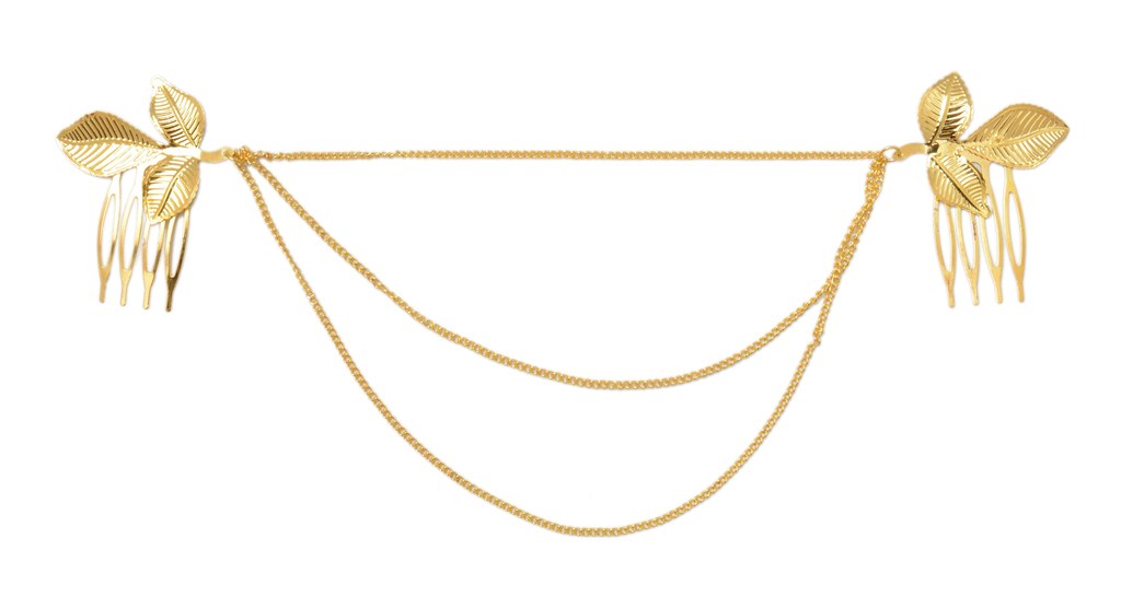 Shopaholic Fashion Designer Golden Hair Accessories / Hair Chain Wedding ,Partywear For Women , Girls