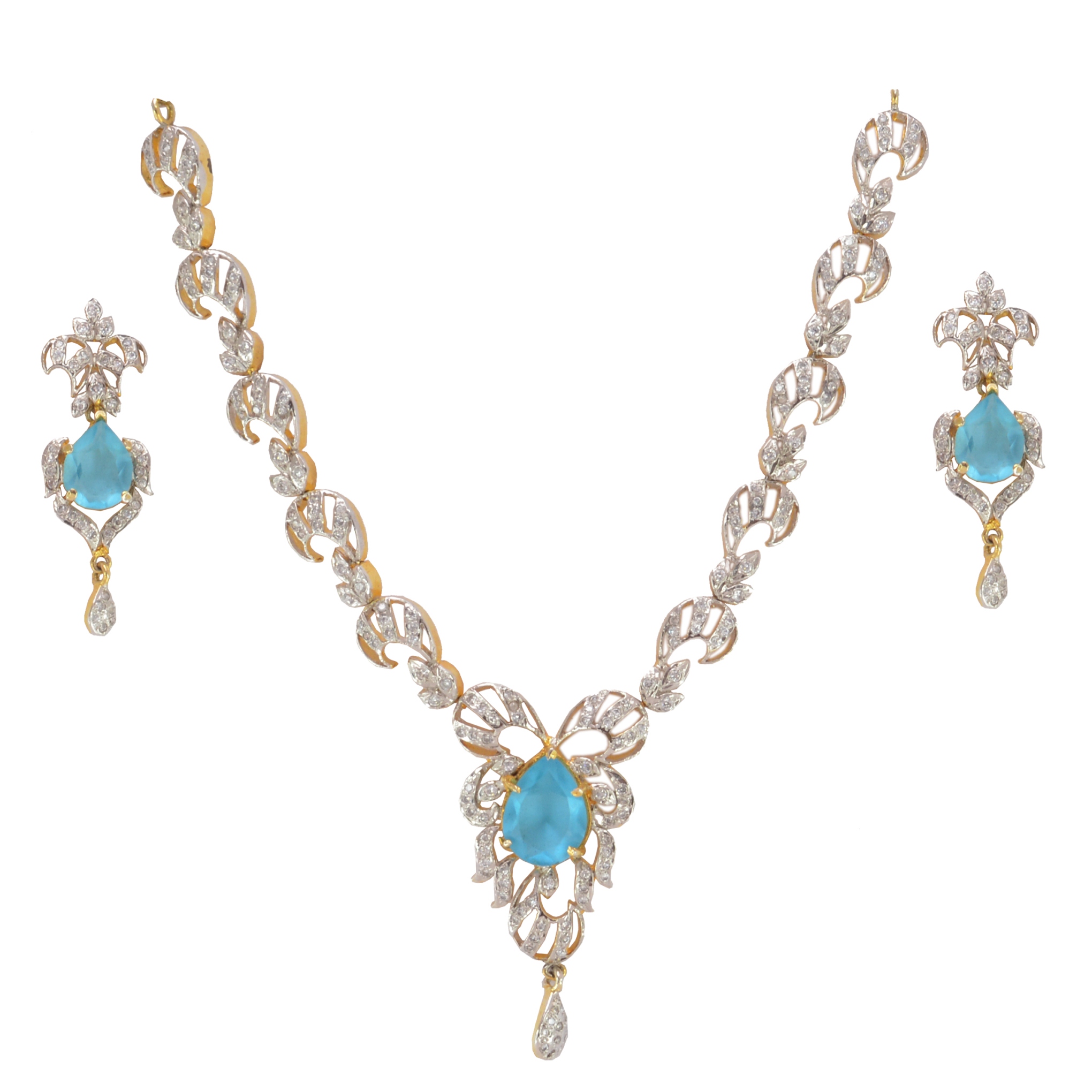 Divaz Shubh Lucky Bridal, Partywear American Diamond Necklace Set With Earing