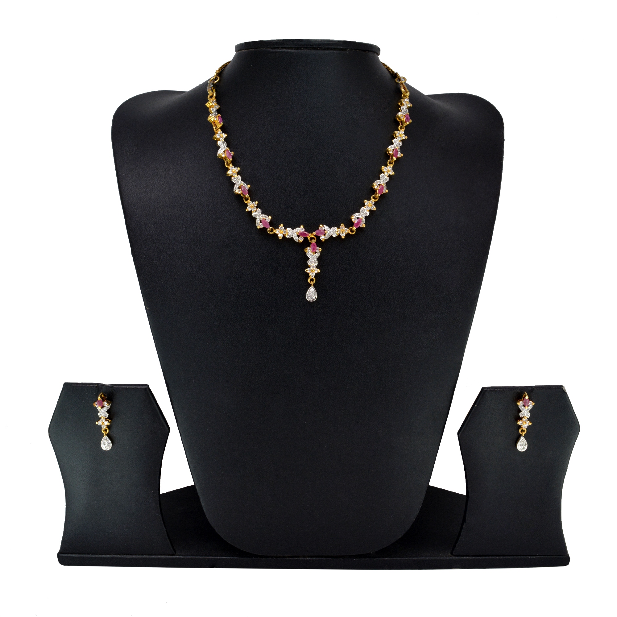 Divaz Shubh Lucky Bridal, Partywear American Diamond Necklace Set With Earing
