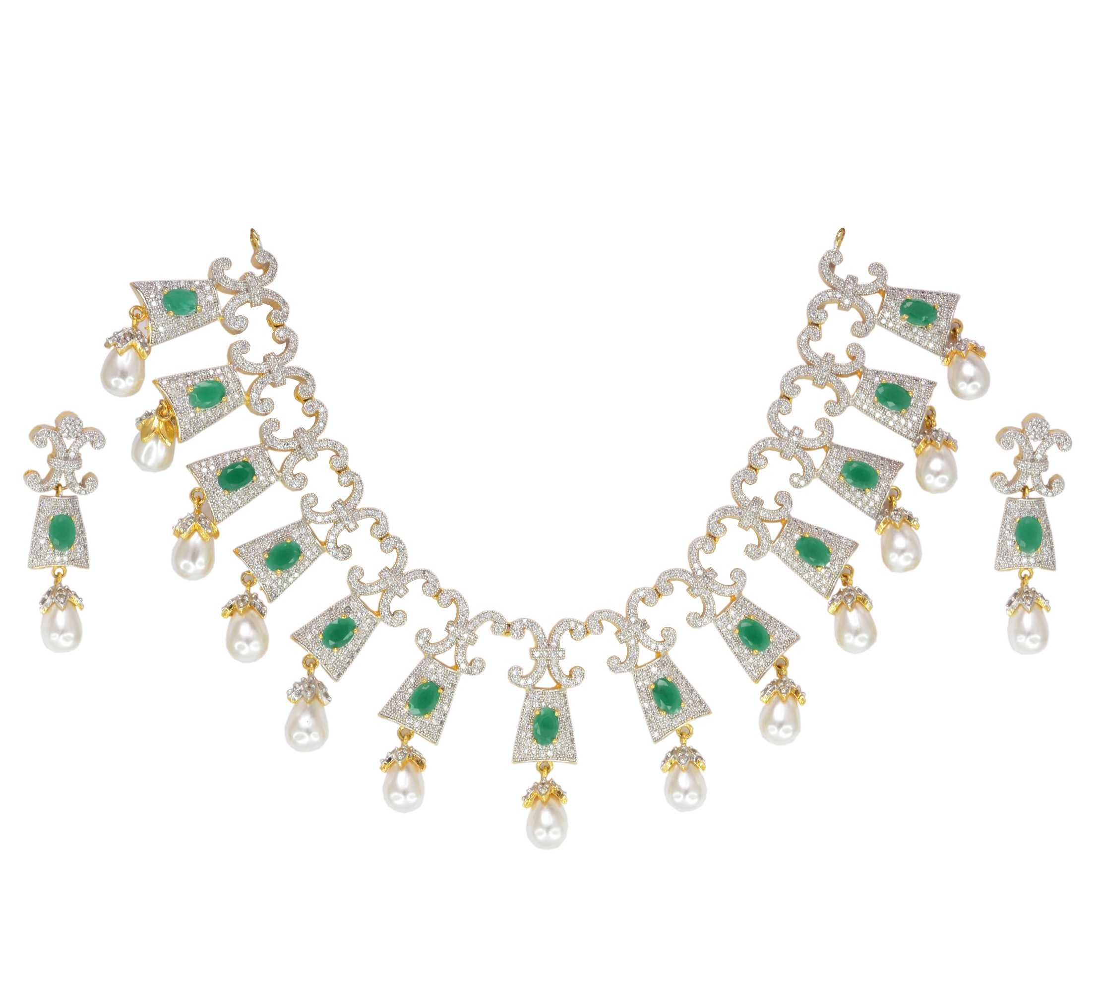 Divaz Shubh Lucky Bridal, Partywear American Diamond Necklace Set With Earing