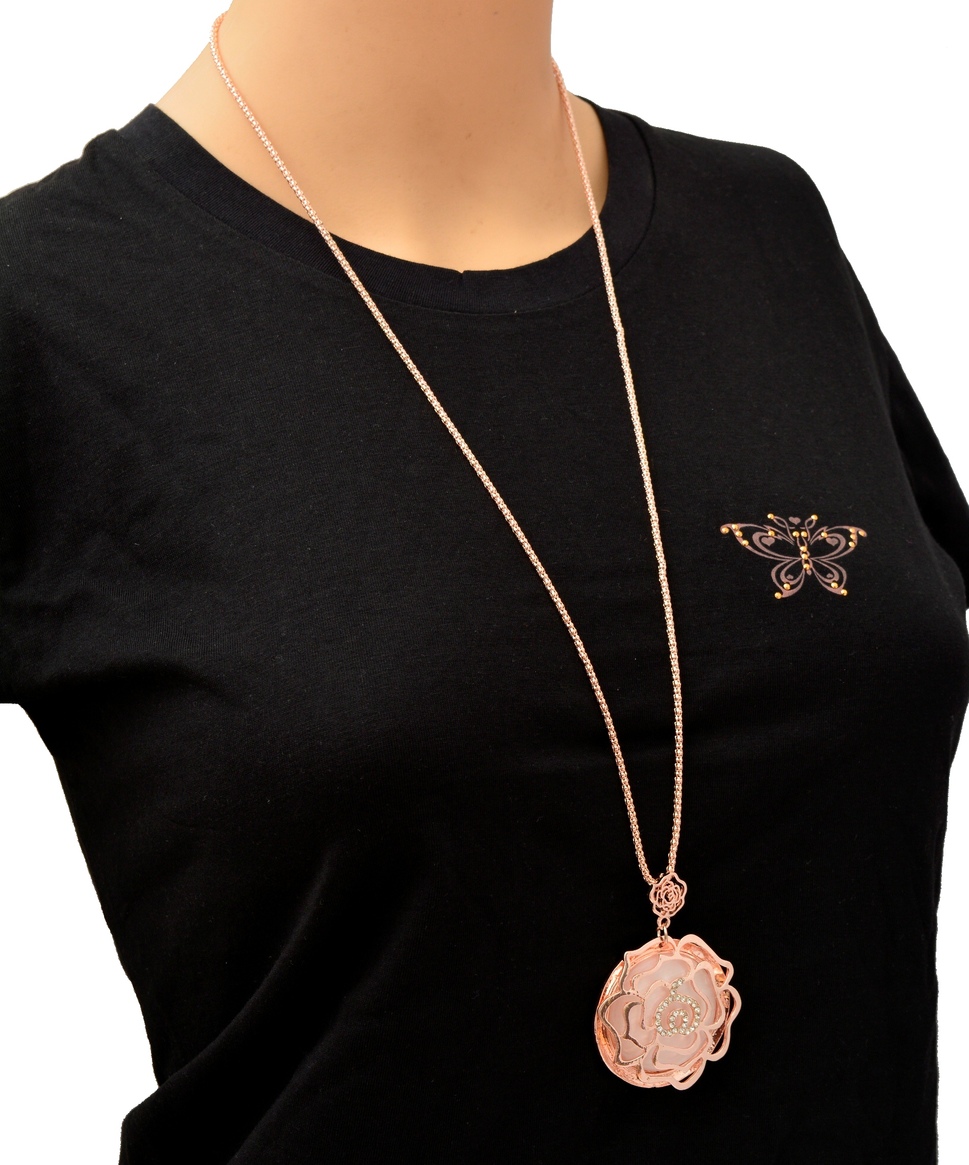 Shopaholic Fashion Long Necklaces With Rose Pendant Wedding ,Partywear For Women , Girls