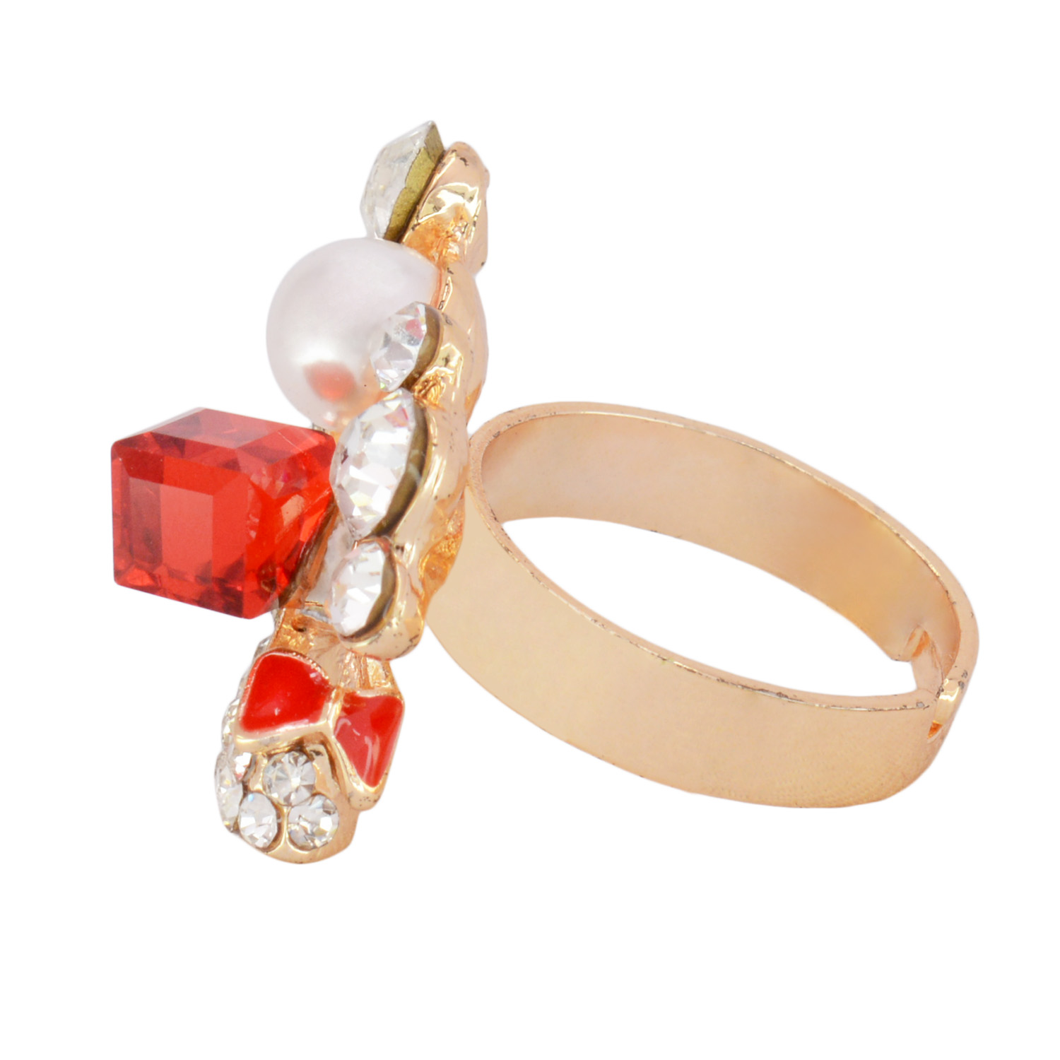 Shopaholic Fashion Shoe Style Crystal Ring With Red Stone (Adjustable) For Party, Wedding 