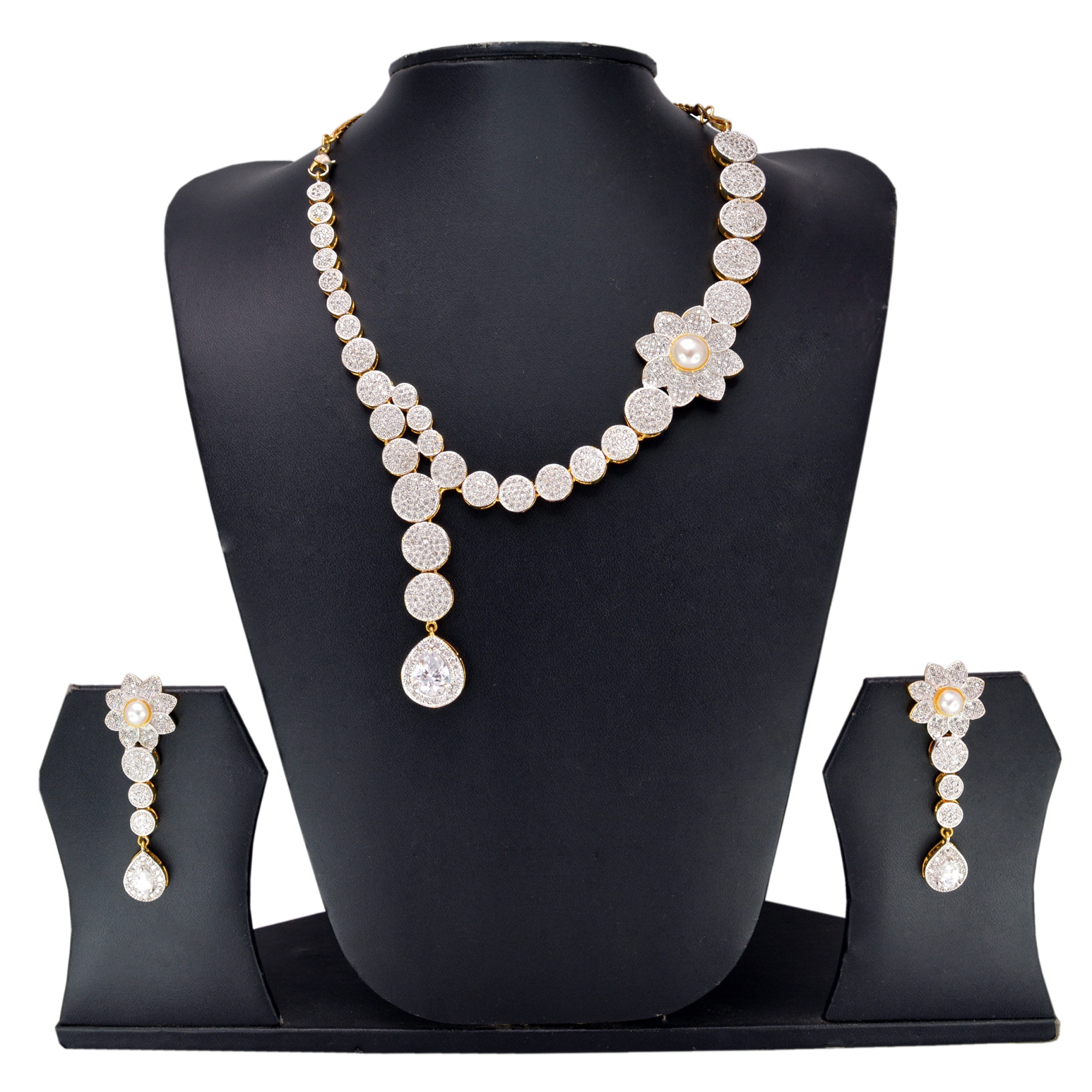 Divaz Shubh Lucky Bridal, Partywear American Diamond Necklace Set With Earing
