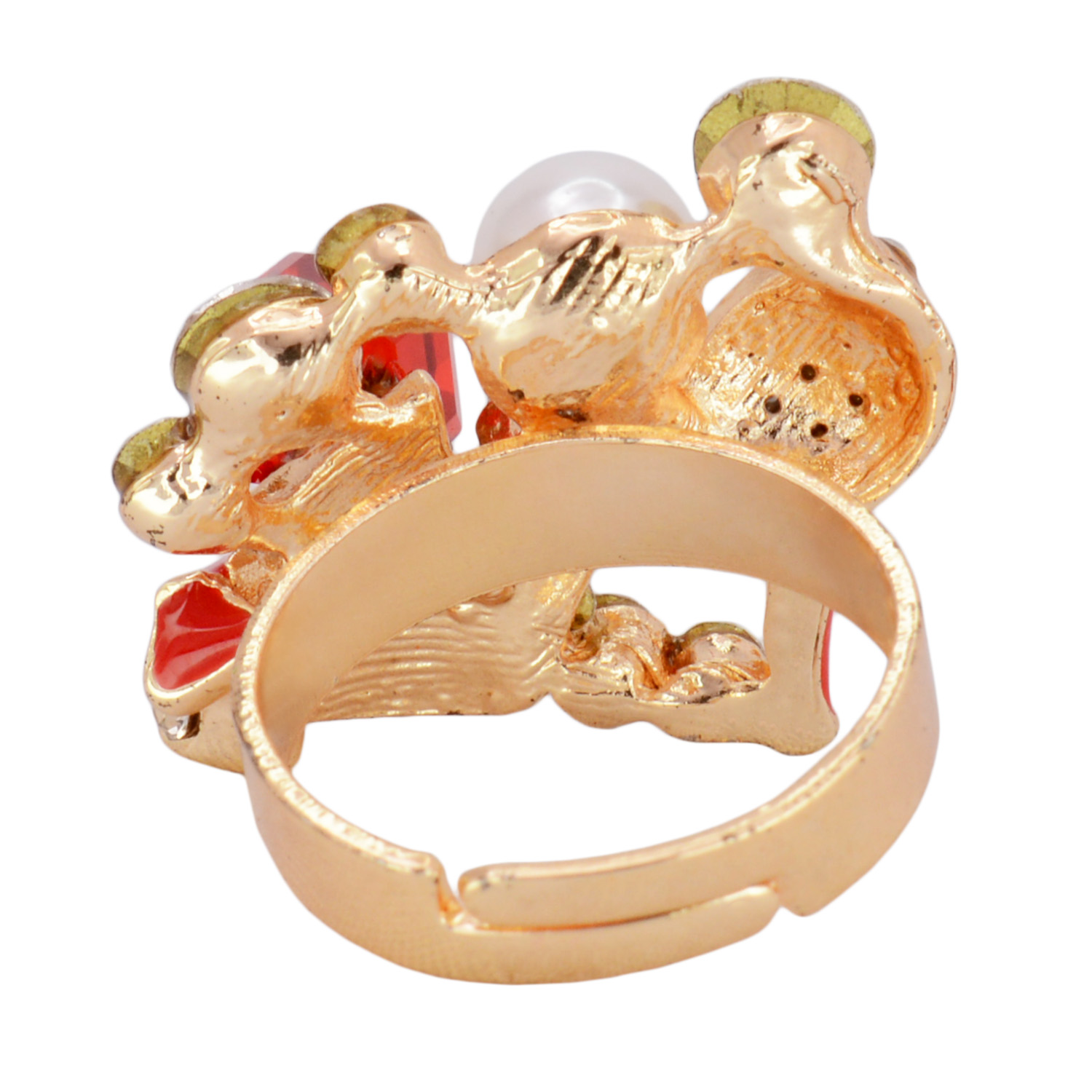 Shopaholic Fashion Shoe Style Crystal Ring With Red Stone (Adjustable) For Party, Wedding 