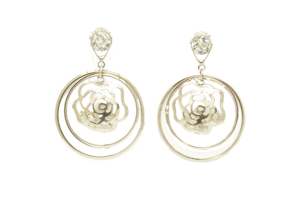 Shopaholic Fashion Round Rose Flower Designer Earring  Wedding ,Party Earring For Women, Girls