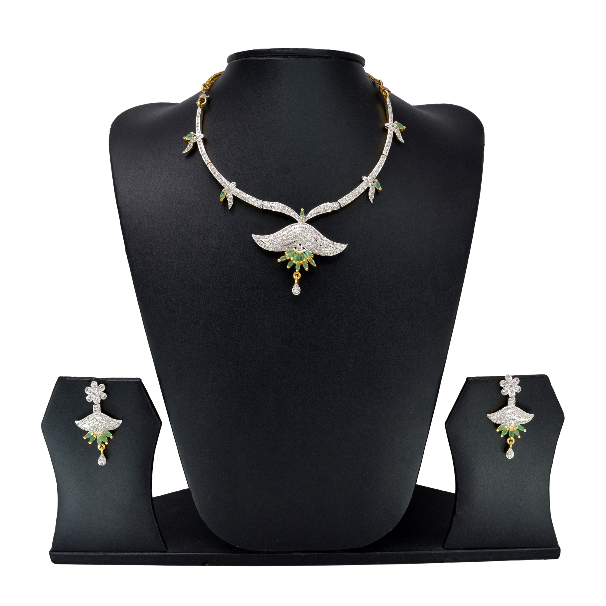 Divaz Shubh Lucky Bridal, Partywear American Diamond Necklace Set With Earing