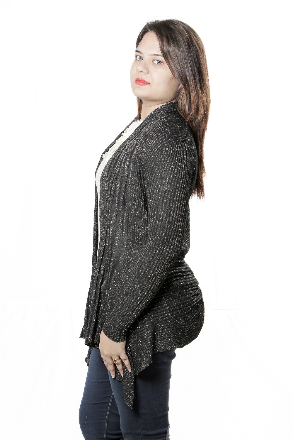 Shopaholic Fashion  Party Wear Shimmer Long Shrug