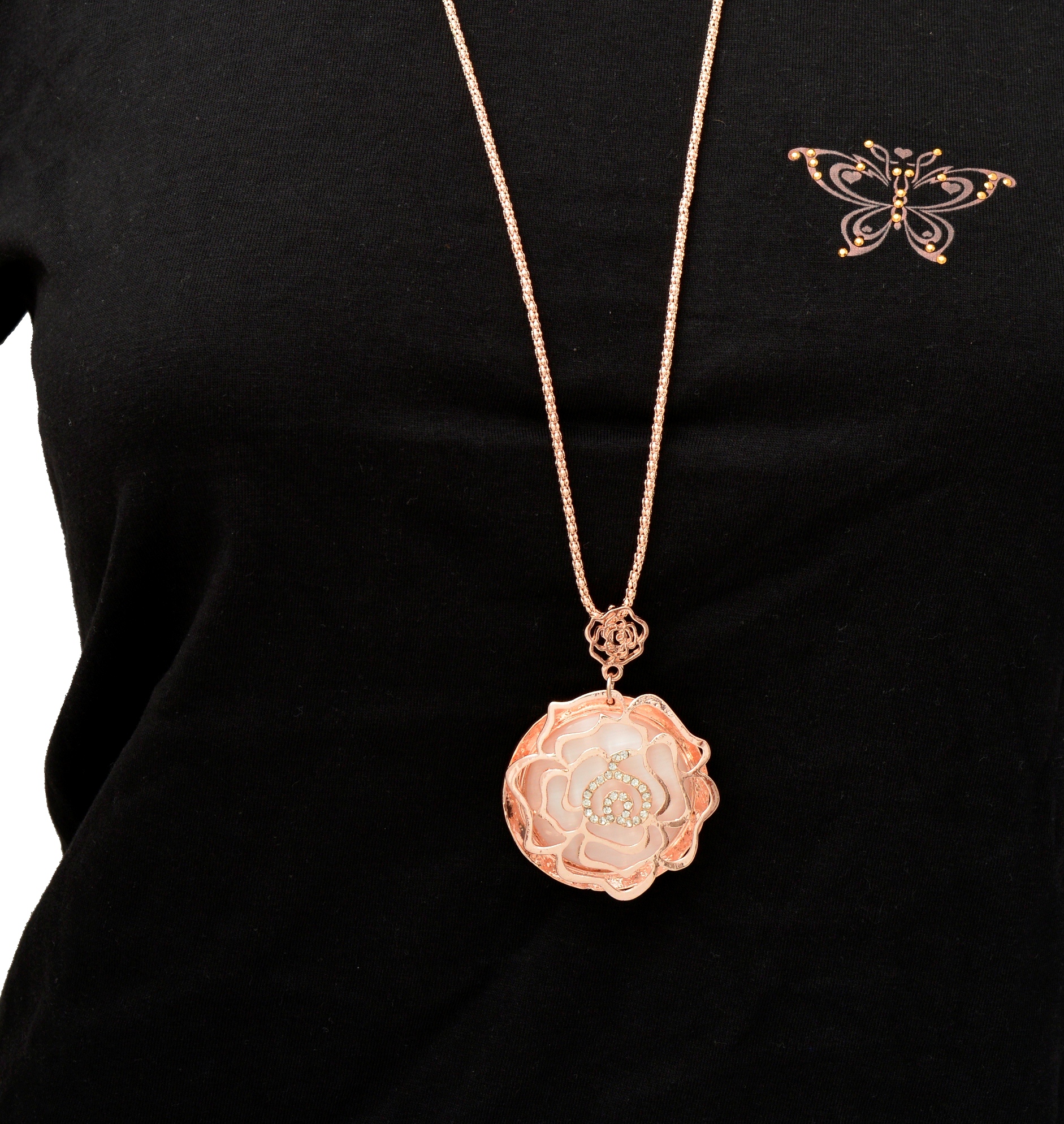 Shopaholic Fashion Long Necklaces With Rose Pendant Wedding ,Partywear For Women , Girls
