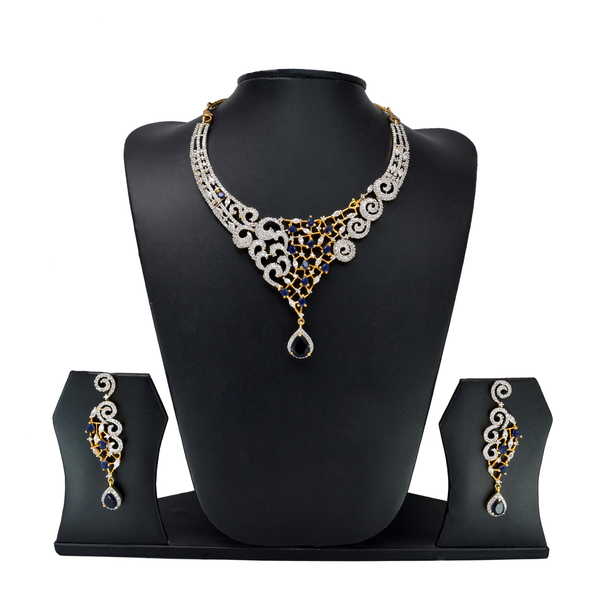 Divaz Shubh Lucky Bridal, Partywear American Diamond Necklace Set With Earing