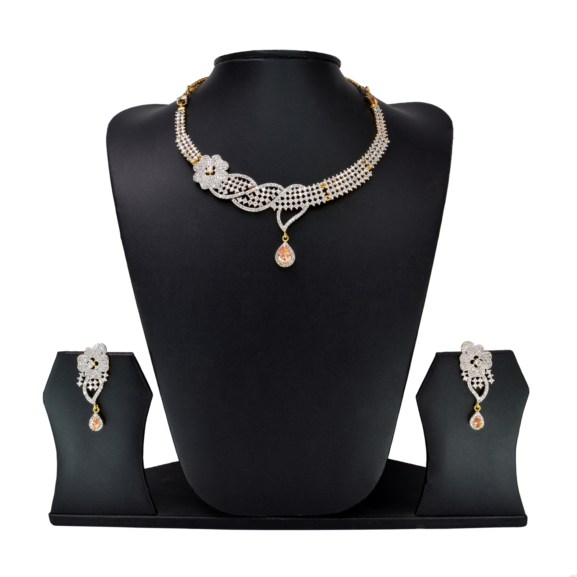 Divaz Shubh Lucky Bridal, Partywear American Diamond Necklace Set With Earing