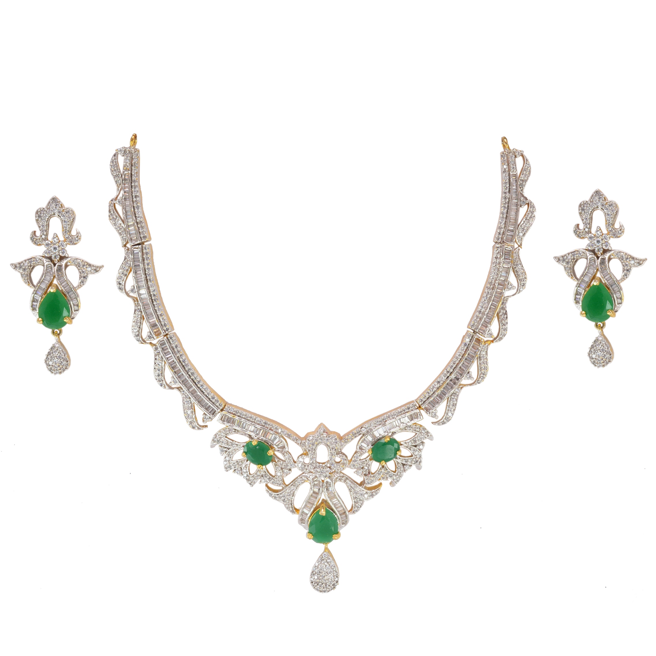 Divaz Shubh Lucky Bridal, Partywear American Diamond Necklace Set With Earing