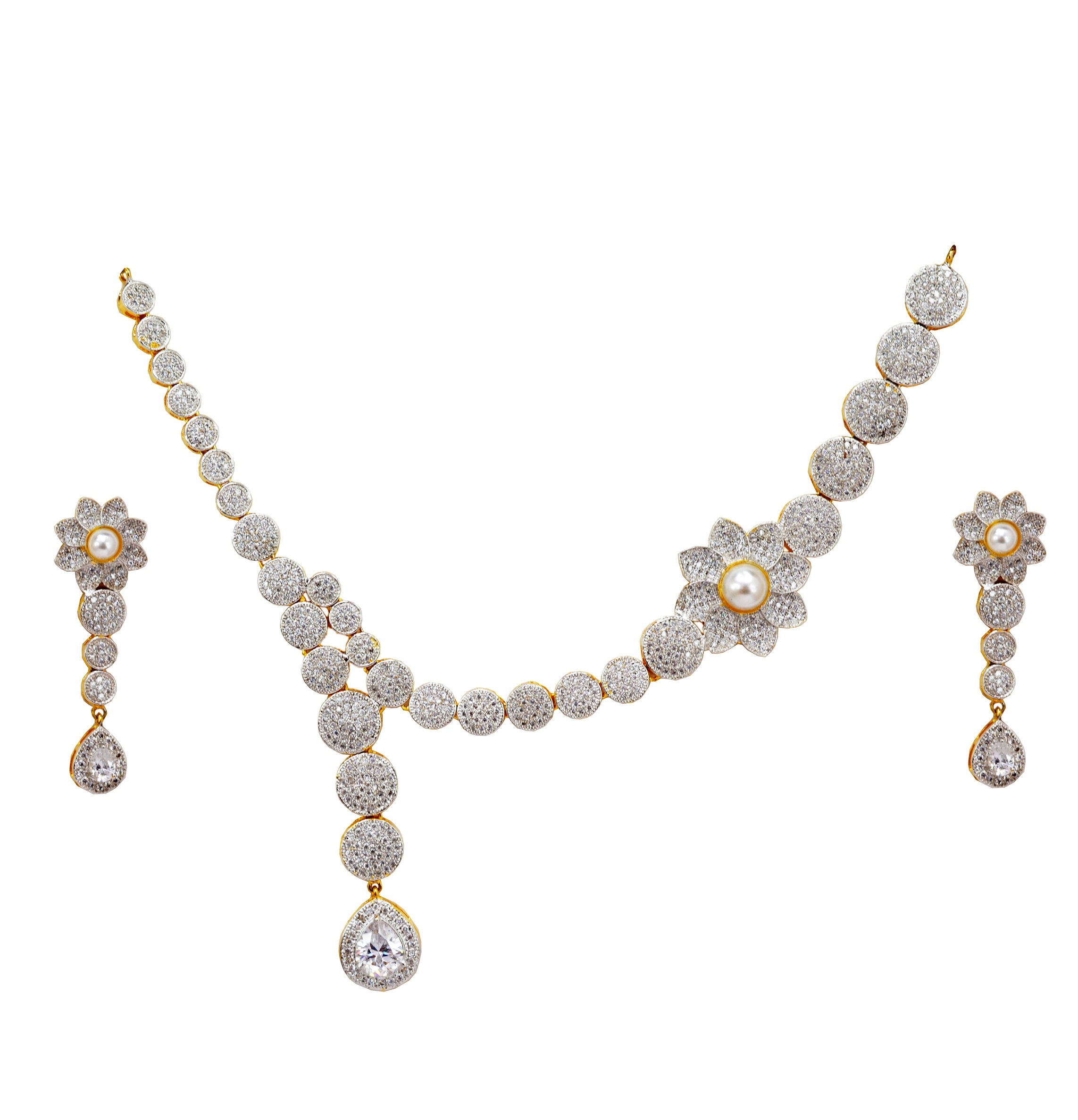 Divaz Shubh Lucky Bridal, Partywear American Diamond Necklace Set With Earing