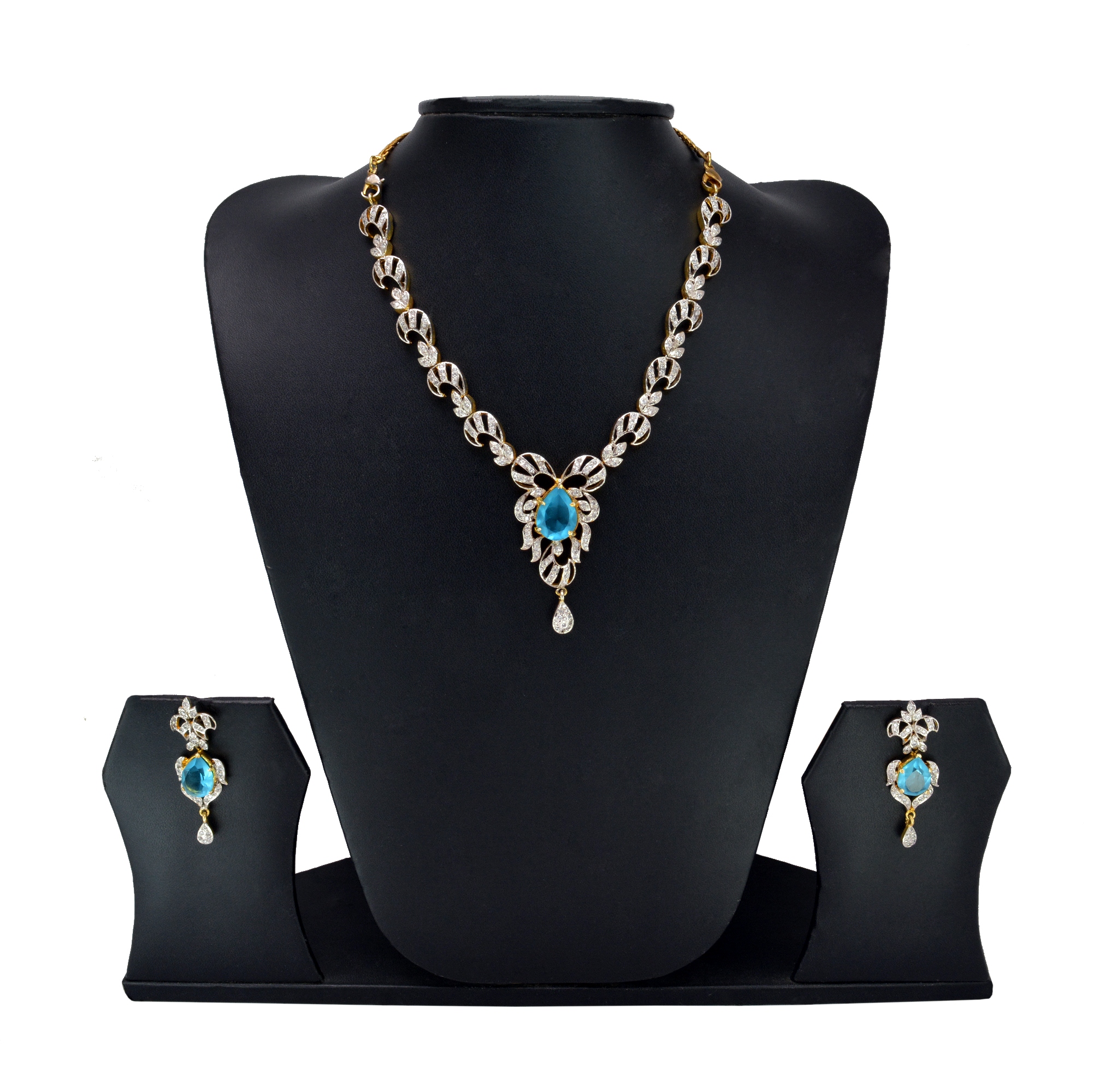Divaz Shubh Lucky Bridal, Partywear American Diamond Necklace Set With Earing