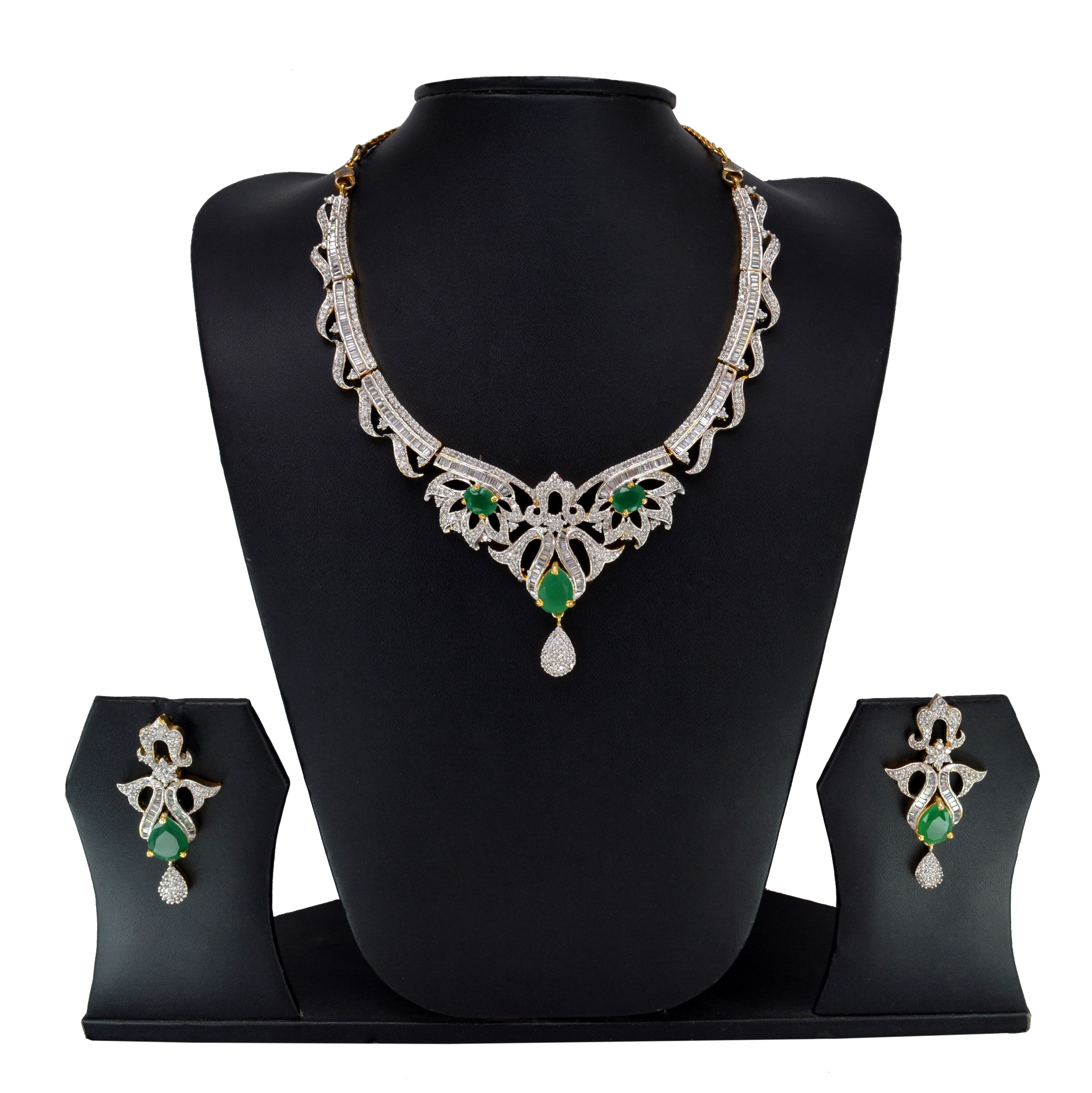 Divaz Shubh Lucky Bridal, Partywear American Diamond Necklace Set With Earing