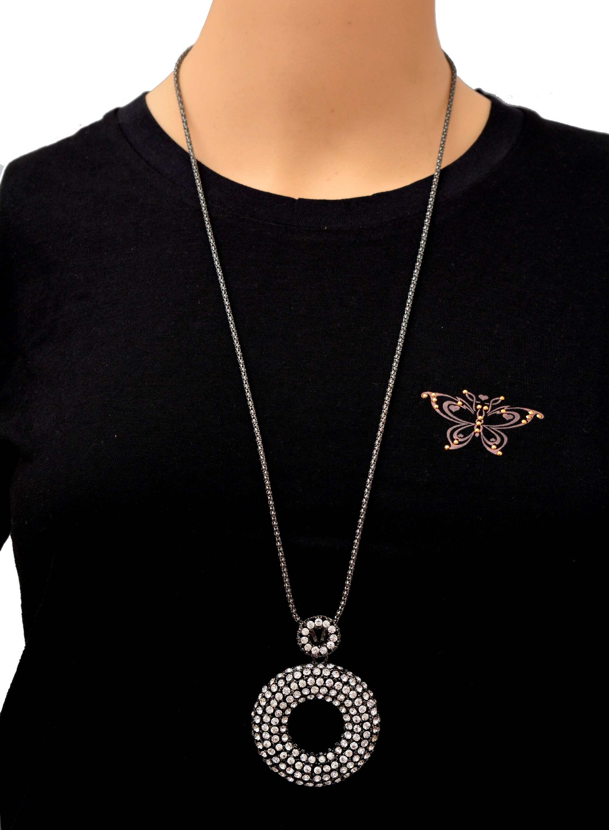 Shopaholic Fashion Round Crystal Long Neck Piece Wedding ,Partywear For Women , Girls