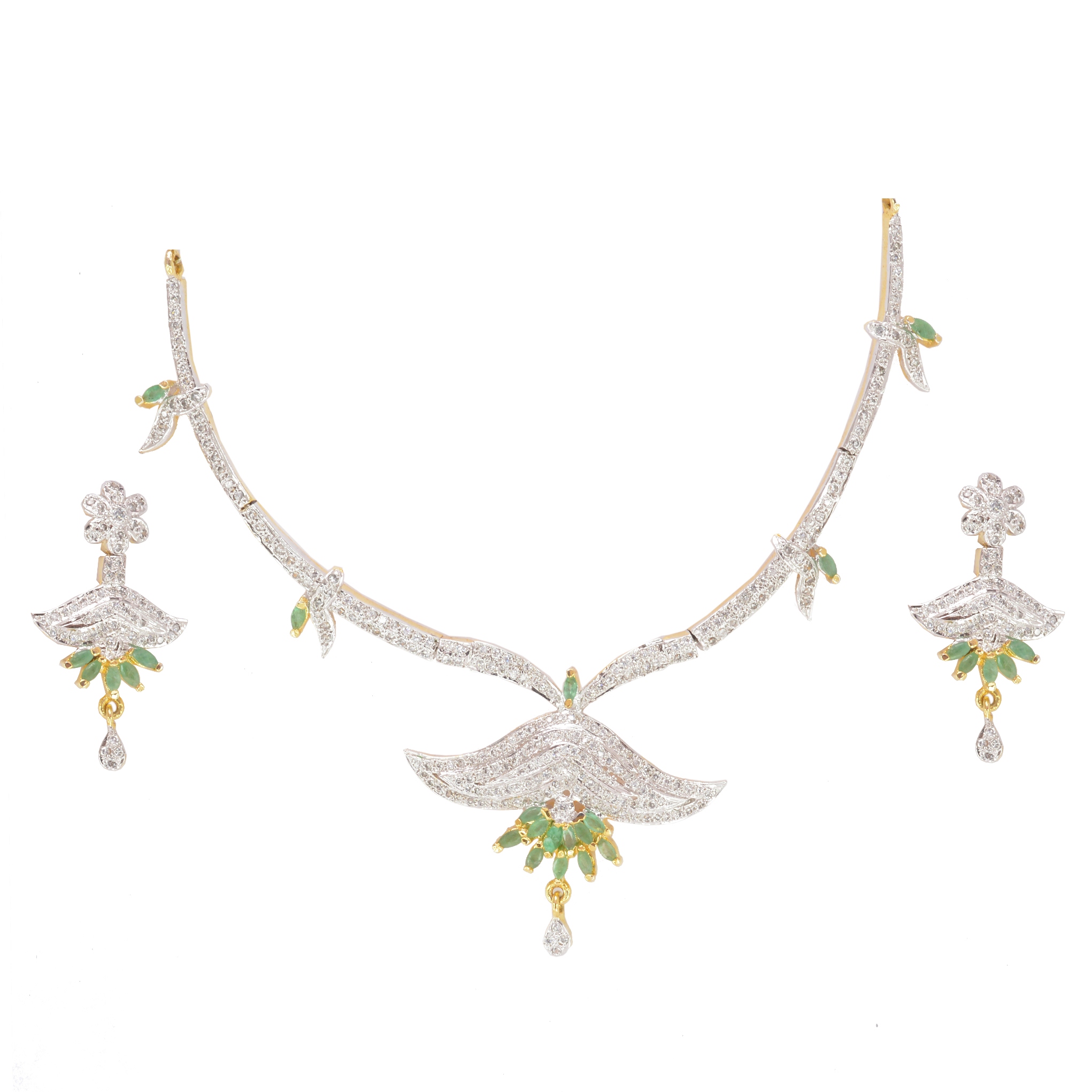 Divaz Shubh Lucky Bridal, Partywear American Diamond Necklace Set With Earing