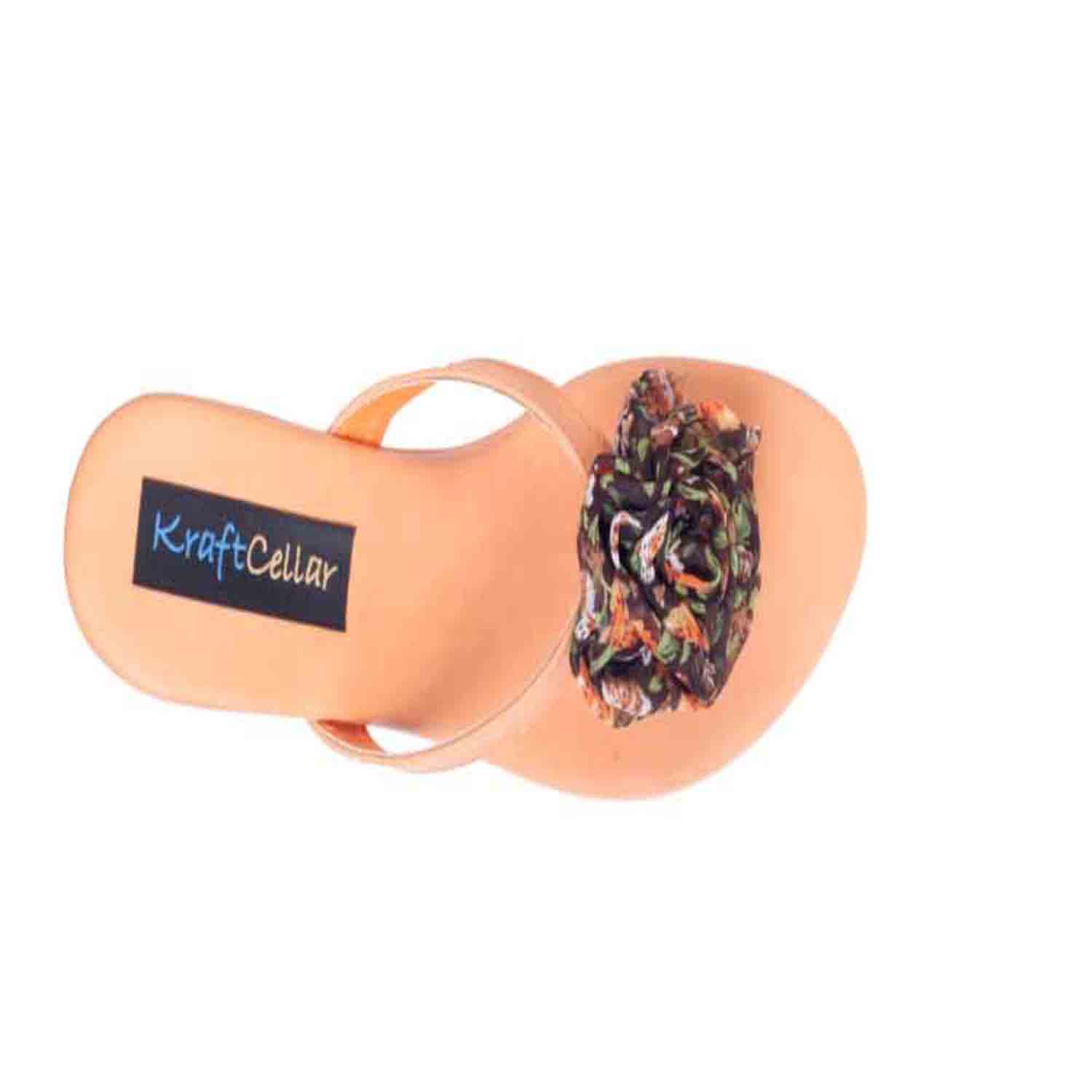 KraftCellar Bubblegum,Brown + Orange wedge sandals (size-38)