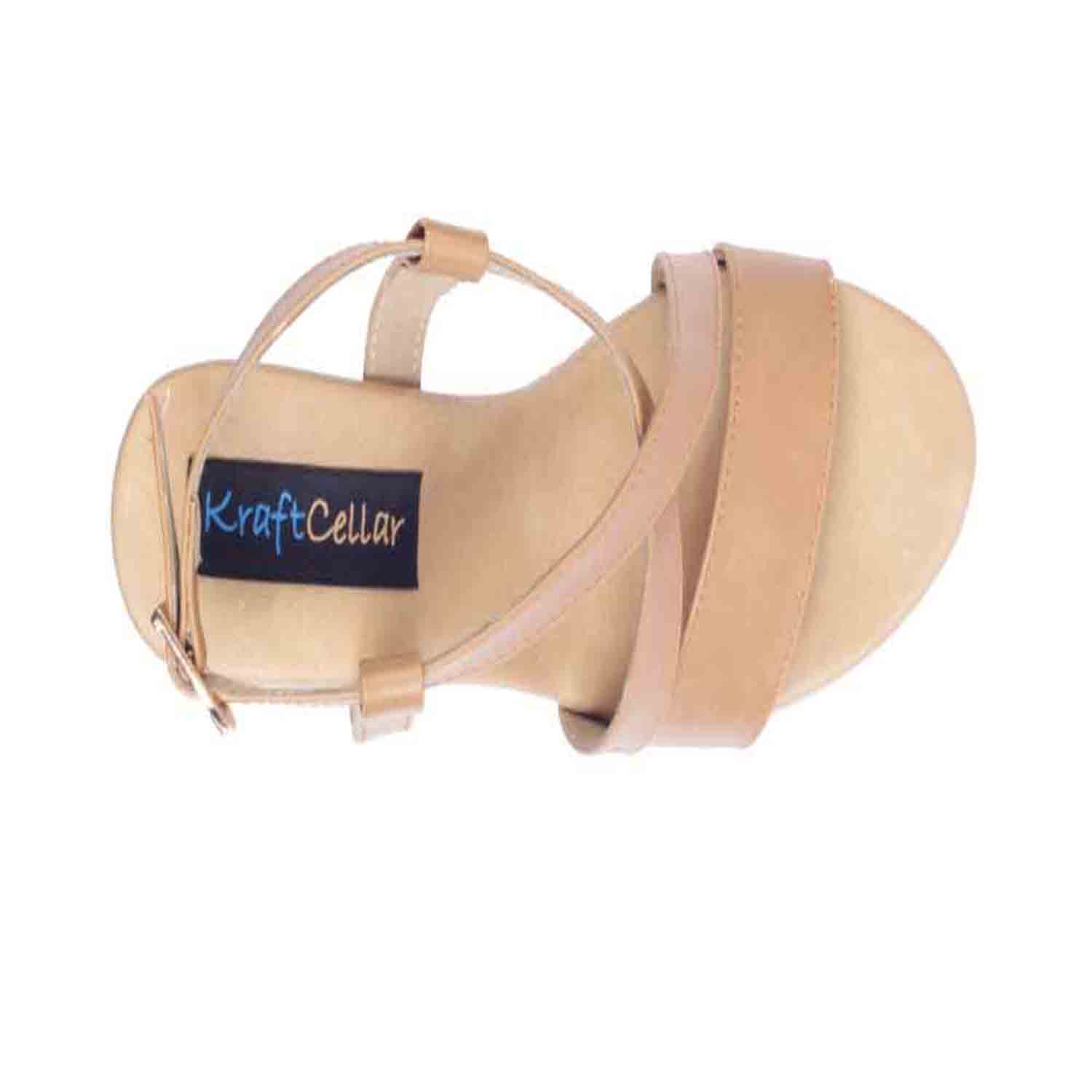 KraftCellar Wild Sand,Brown wedge sandals (size-36)
