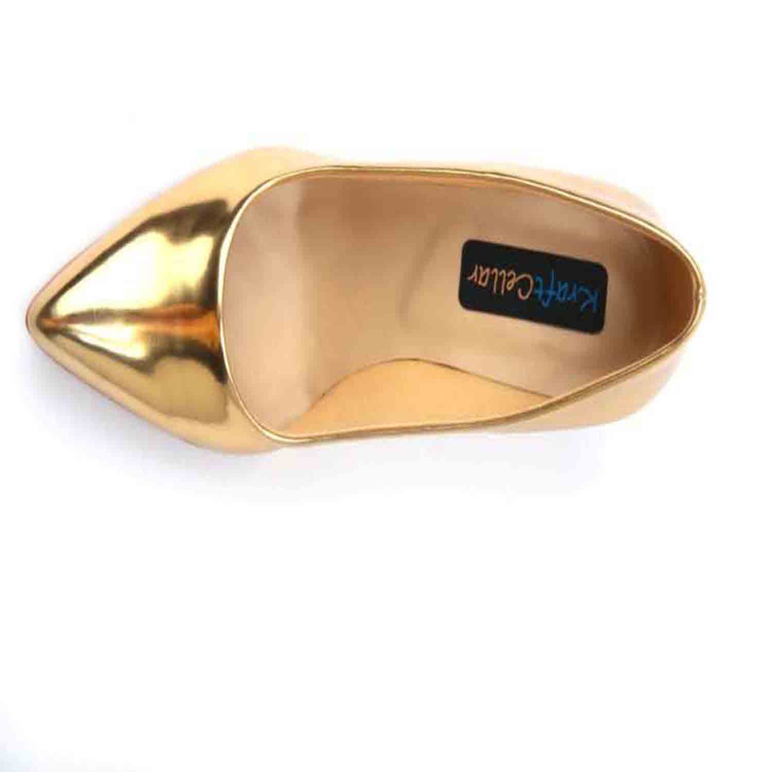 KraftCellar Golden spell,Metallic gold pointed wedges (size-36)