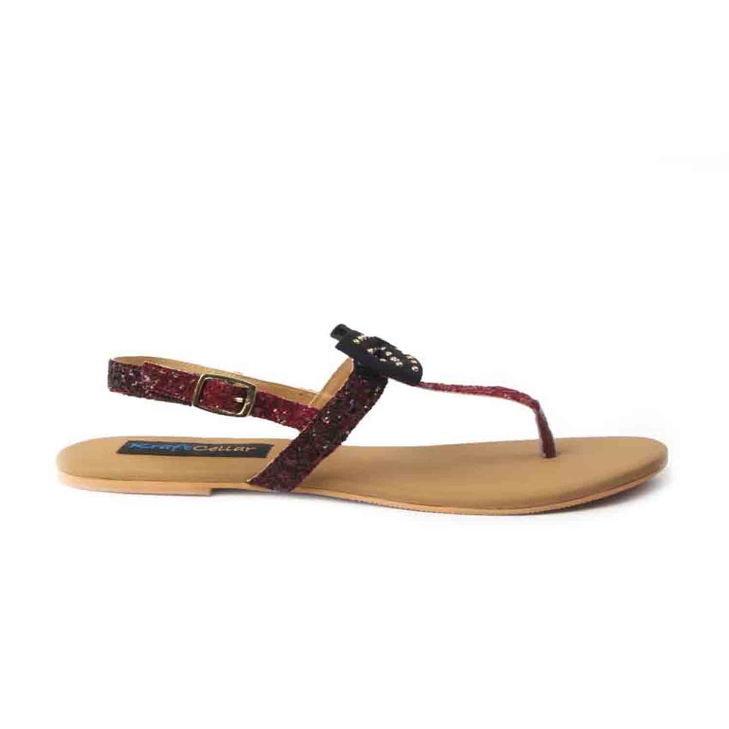 KraftCellar Teen Love,red-black sandal (size-39)
