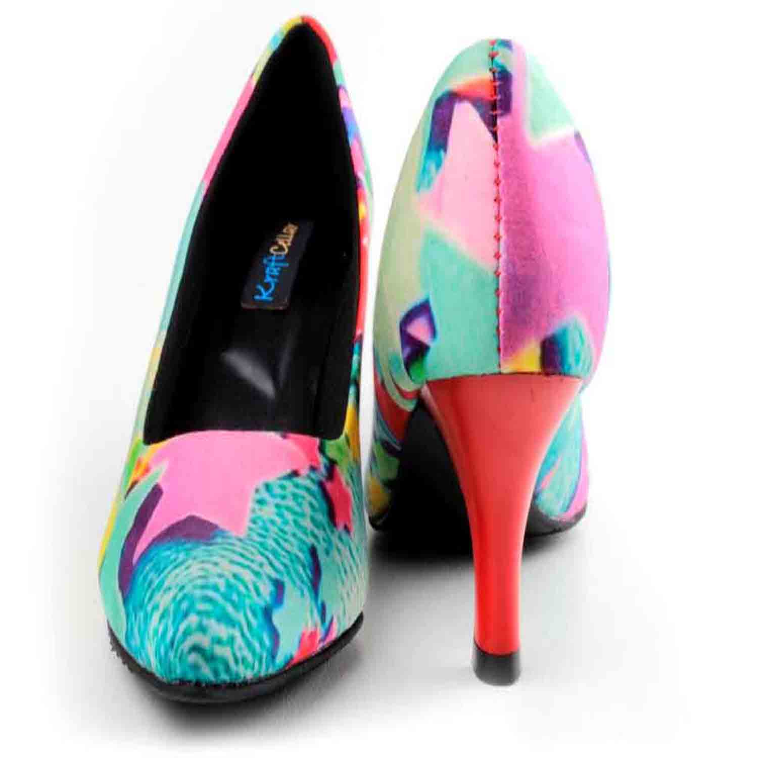 KraftCellar Riot of stars,red pointed court shoe (size-40)