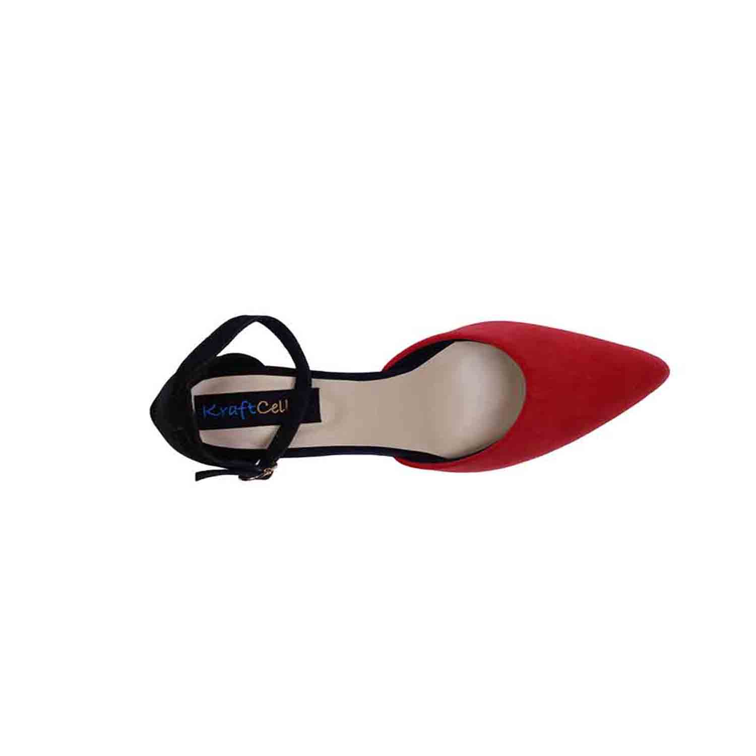 KraftCellar Drama in RED,RED-BLACK block heel sandal (size-38)
