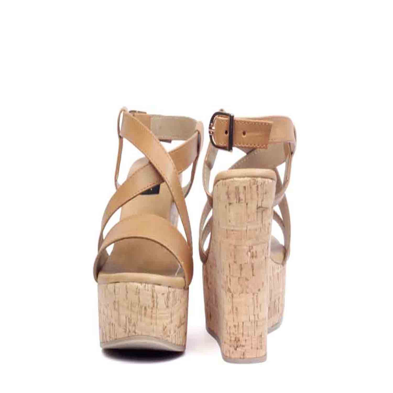 KraftCellar Wild Sand,Brown wedge sandals (size-35)
