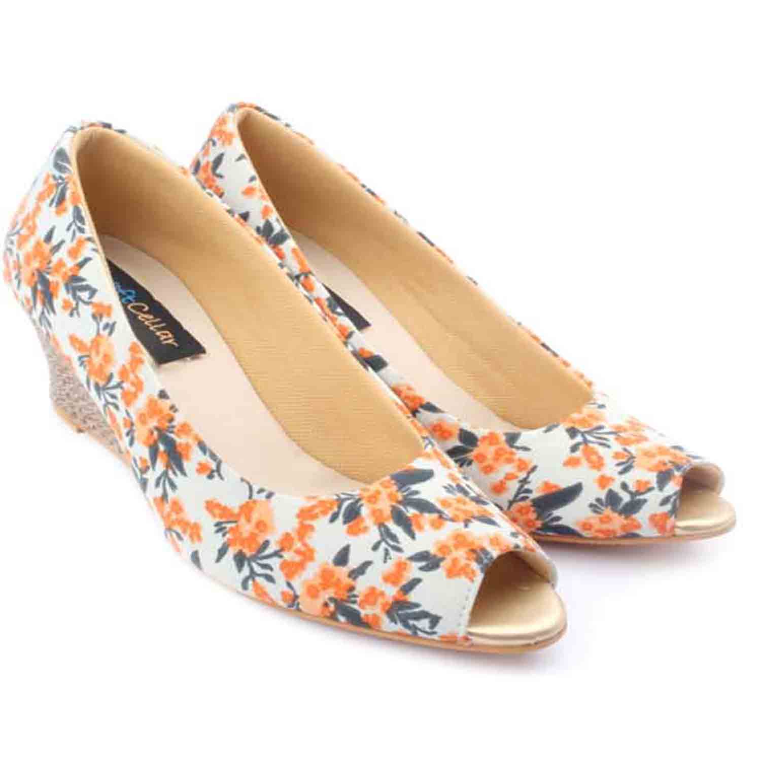 KraftCellar Mint Crush,green peep toe wedges (size-37)