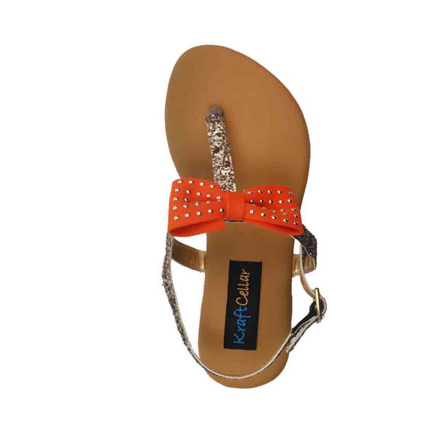 KraftCellar Orange Zest,orange sandal (size-40)