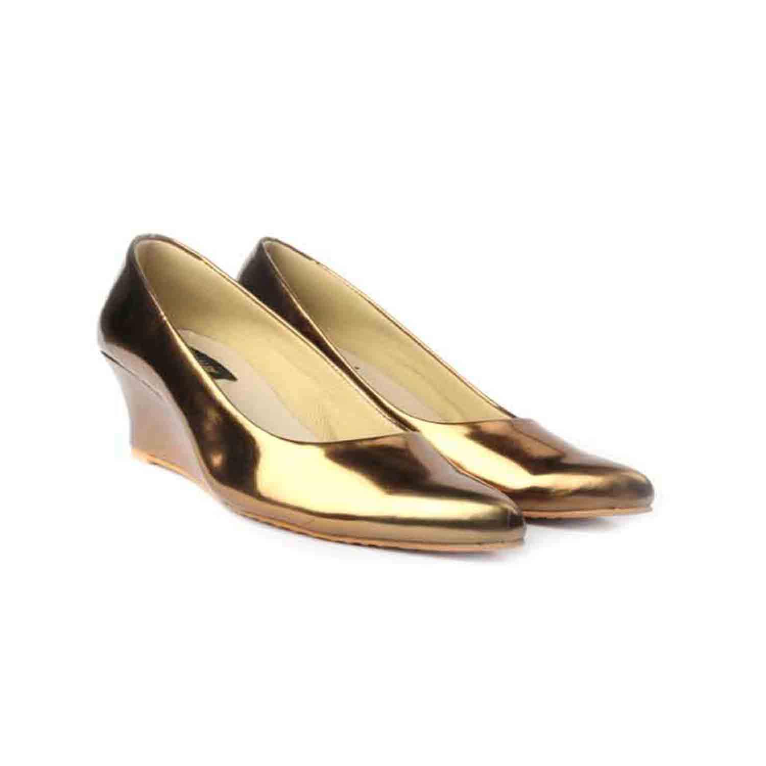 KraftCellar Antique Soul,antique gold pointed court wedge (size-37)