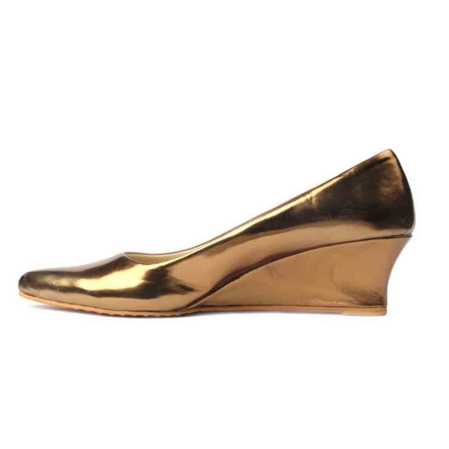 KraftCellar Antique Soul,antique gold pointed court wedge (size-38)