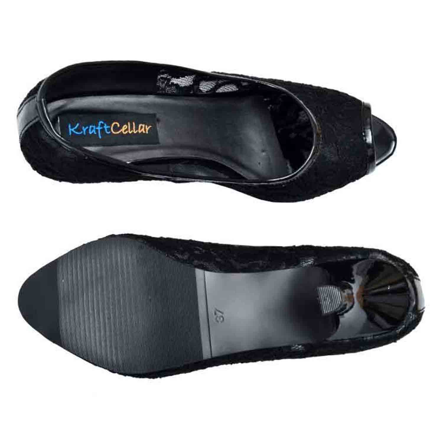 KraftCellar Midnight Sin,Black peep toe sandals (size-39)
