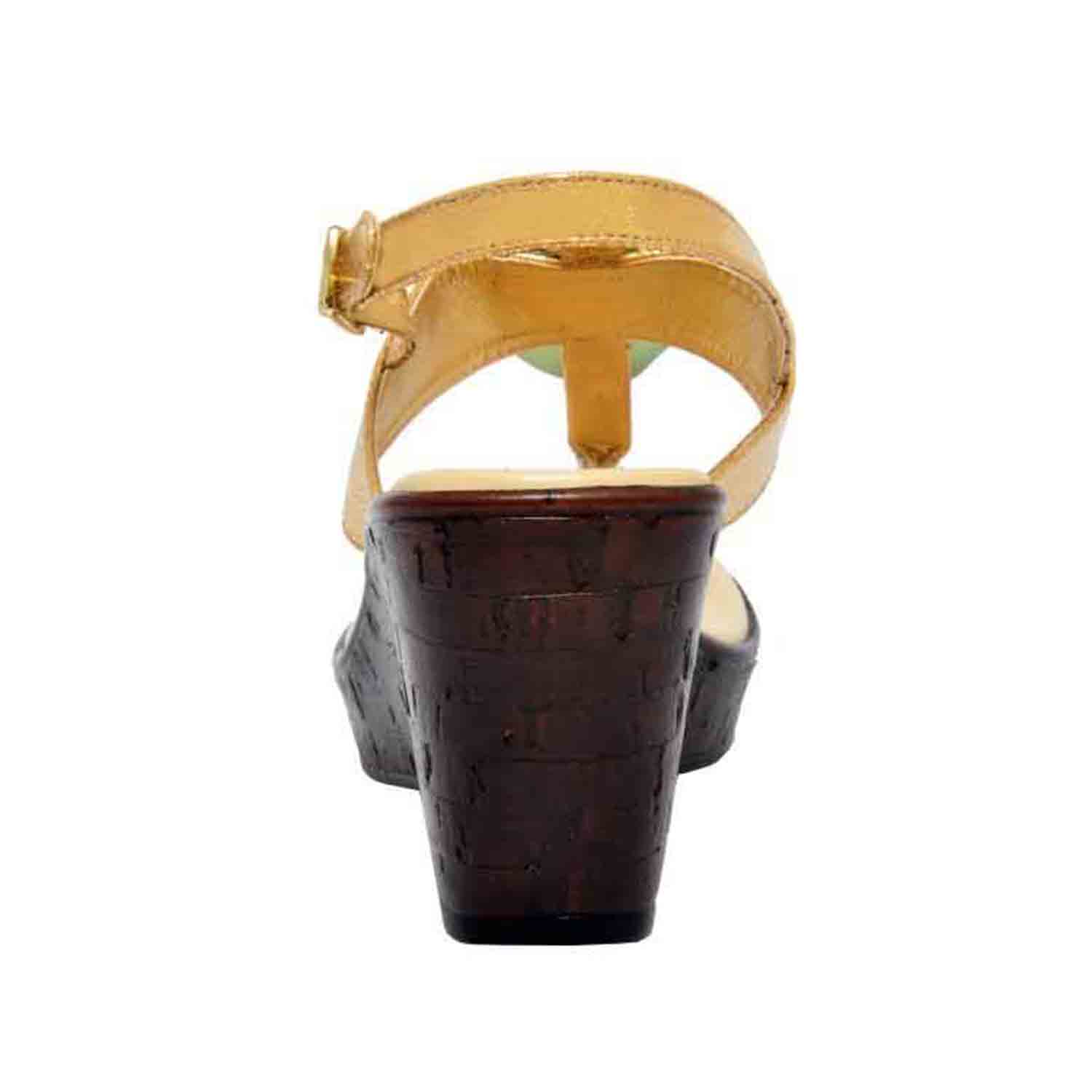 KraftCellar Carribean Spice,Gold-Grey wedge sandals (size-37)