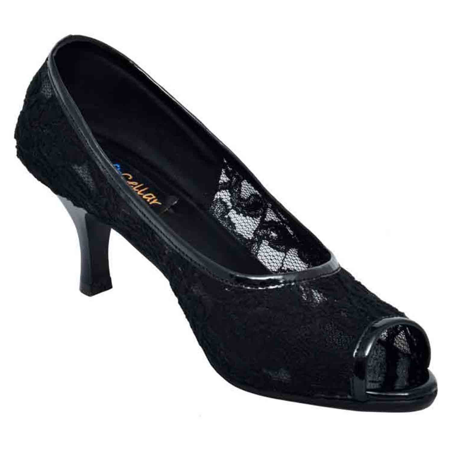 KraftCellar Midnight Sin,Black peep toe sandals (size-36)