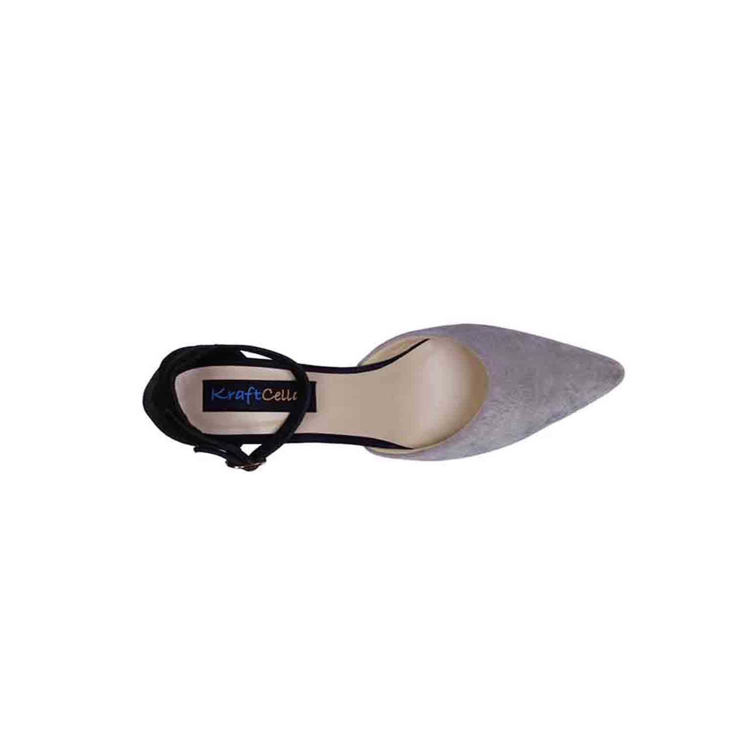 KraftCellar Steel Mix,GREY-BLACK block heel sandal (size-37)