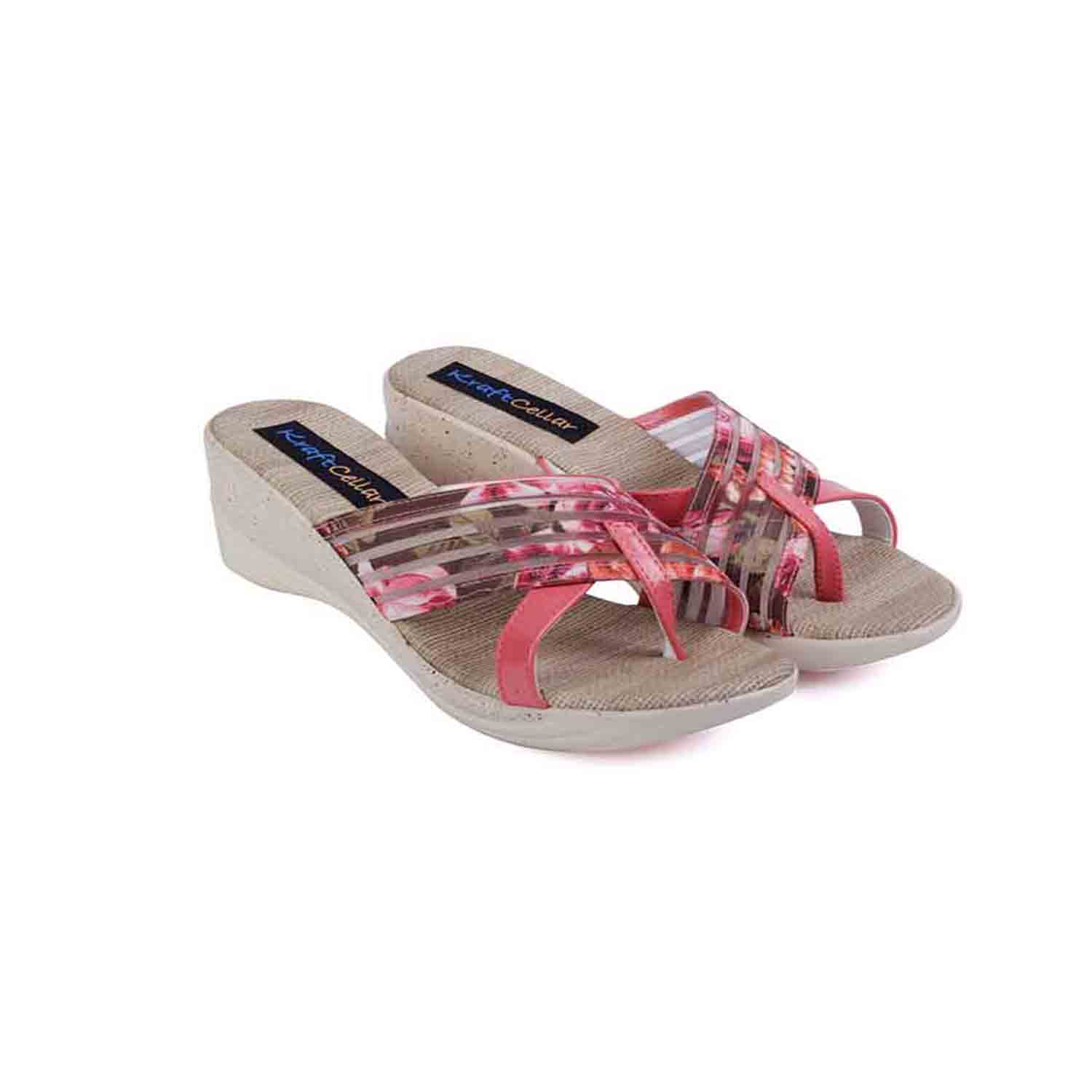 KraftCellar Candy Sticks,PINK wedge heel sandal (size-40)